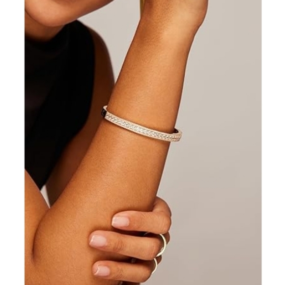 14K Gold Plated CZ Bangle Tennis Classic Love Cuff Bangle Bracelets - Picture 3 of 5